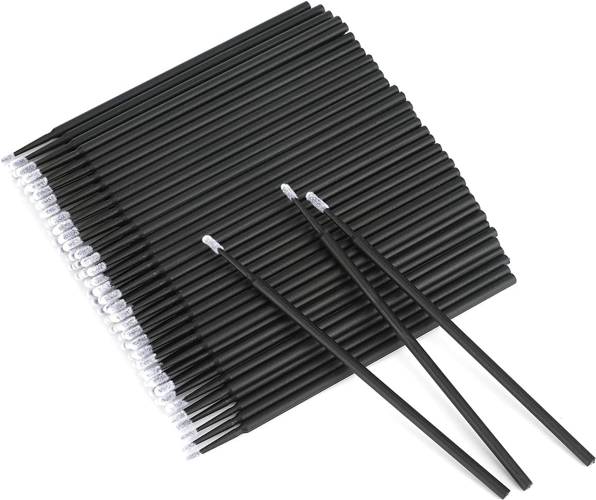 200 stuks microborstels, applicatorborstels, zwart, microborstel wimpers | Micro wenkbrauwborstel voor wimperverlenging, wenkbrauwen, lippen en nauwkeurige make-up