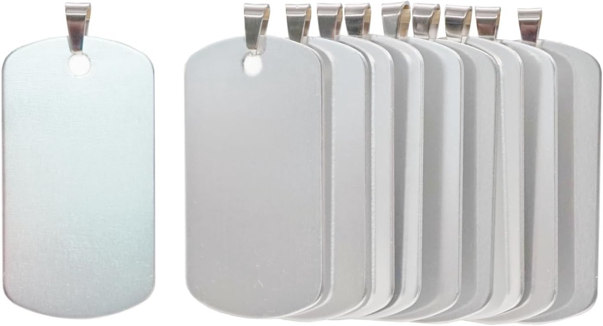 aluminium lege hondentags, doe-het-zelf gegraveerde kat hond ID-tags, gepersonaliseerde huisdierenidentiteitsnaamlabels, maat 46 mm x 25 mm, zilver 12 stuks