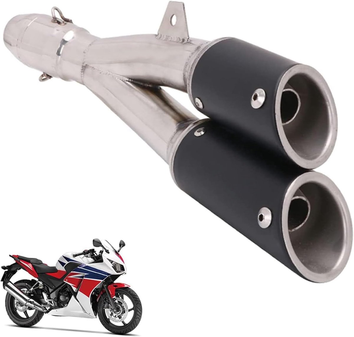 Racing 1,5-2 inch Ingang Thunder Tail Dual Slip-on Uitlaatdemper met DB-Killer Motorcycle - Black End | Uitlaat motorfiets voor Dirt Bike straatmotorfiets scooter ATV Quad