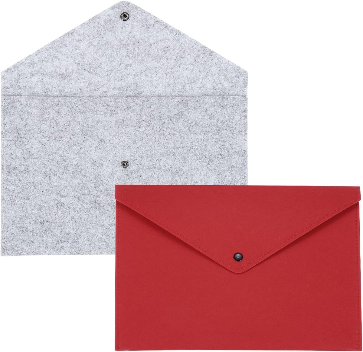 2 stuks vilten ordners, A4, envelopmap, documenttas, draagbare bestandsmap, organizer, hoes met knoopsluiting voor kantoor (lichtbruin/rood)