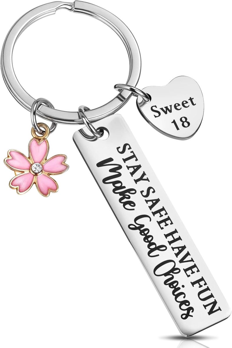 18e verjaardagscadeaus voor meisjes, Cadeau voor een 18-jarige meisjesdochter, Cadeau voor een meisje van 18 jaar, Leuke 18e verjaardagssleutelhanger voor meisjes, 18e verjaardagsfeestgunsten