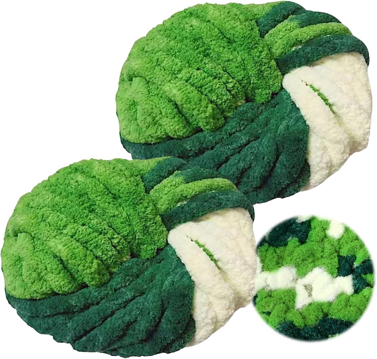 wol, 500 g (250 g x 2), superzacht, chenille, zacht wolgaren, voor haken, dekens, sjaals, dekens, sierkussens (bosgroen) | Dik garen haken wollig, zachte vingerbreien wol voor het haken van dekens, sjaals, mutsen, sierkussens (bosgroen)