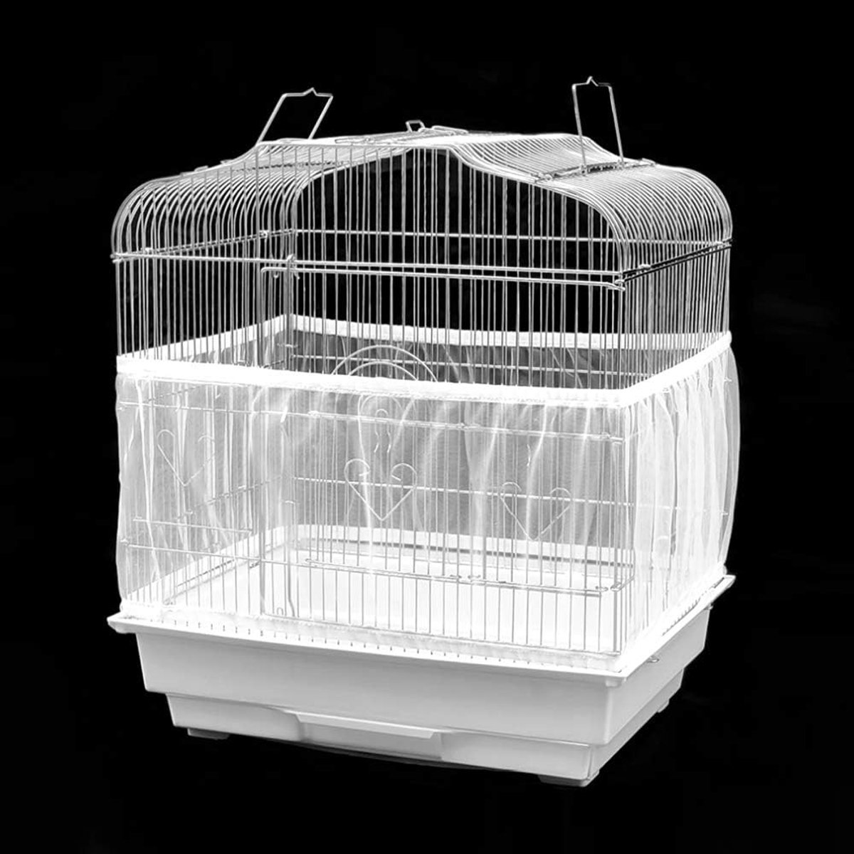 Vogelkooi Zaadvanger, Zacht Luchtig Gaas Papegaainet Cover, Houdt de Vloer Schoon, Universeel voor Parkieten en Andere Vogels (M)