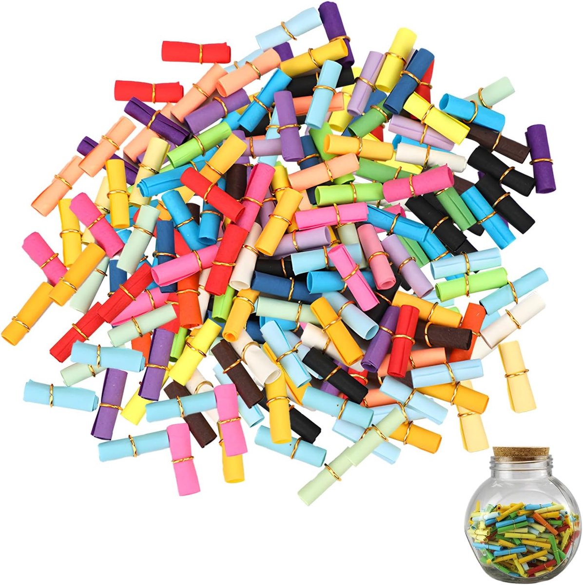 300 stuks losse tombola, kleurrijke gemengde tombola, losse kleurrijke kleine notities, om zelf te beschrijven, ideaal voor berichten, wensflessen, feestjes en bruiloften, kinderverjaardag, jubileum