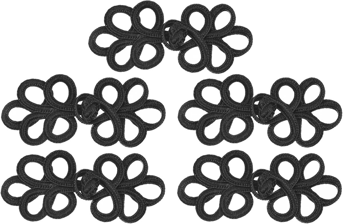Knopen kikker knopen sluiting zwart naaien knopen bevestigingen voor DIY naaien jassen cape trui bruid kostuum outfit, 7,5 x 3,96 cm