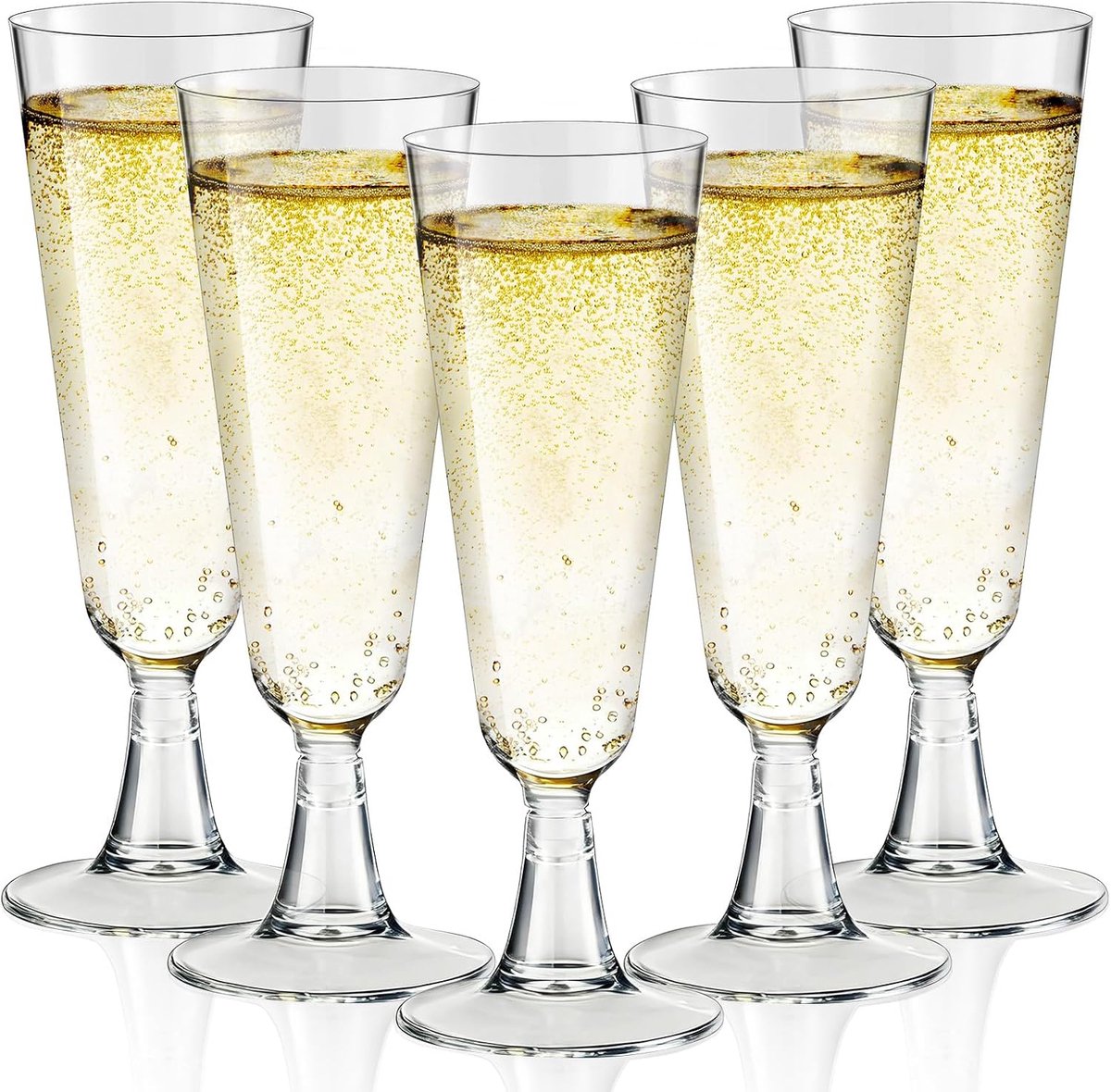 Champagneglazen van kunststof, 150 ml, champagneglazen van hard plastic, robuust en herbruikbaar, voor cocktails, desserts, wijnglazen voor feestjes, bruiloften, verjaardagen, Kerstmis