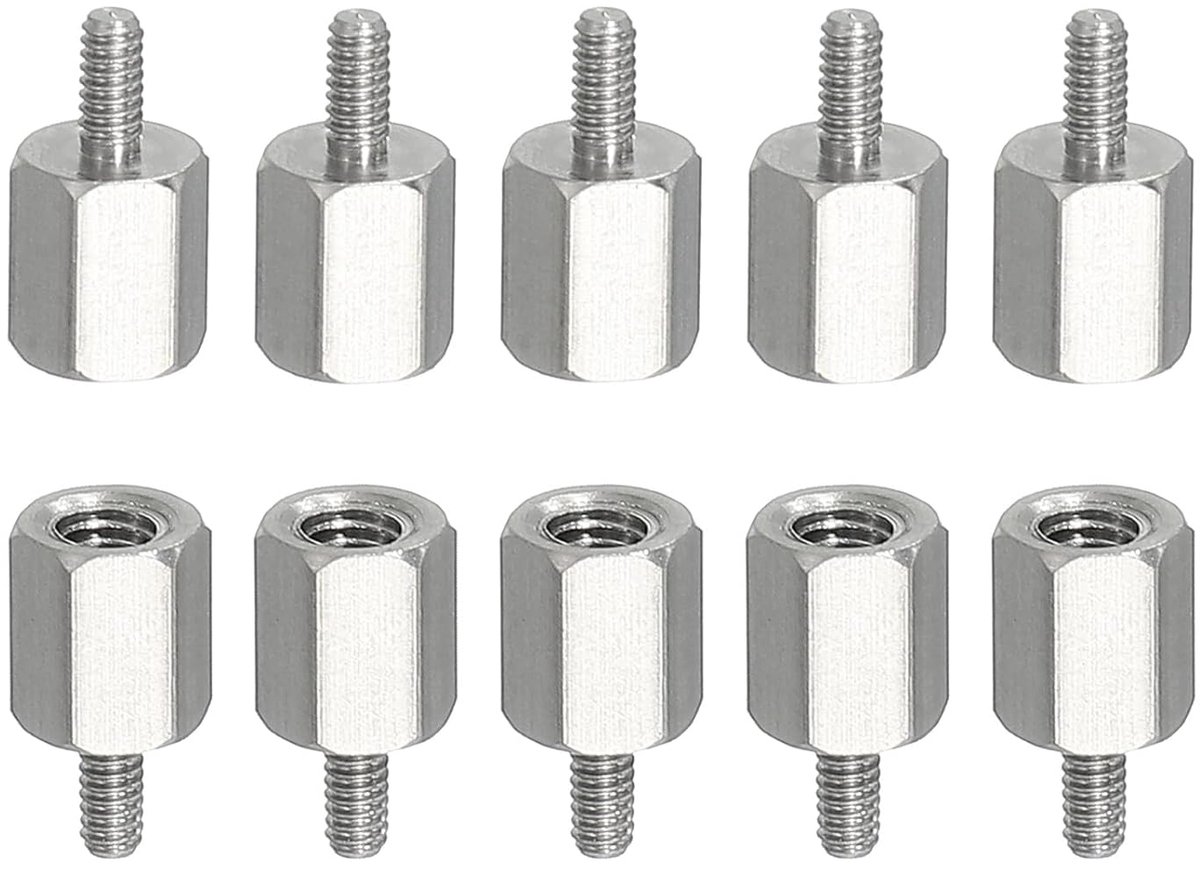 Afstandhouders, 10 stuks M2 x 4 mm buitendraad op M3 x 6 mm binnendraad, reducerende hex-afstandshulzen, schakelafstandhouders, schroefmoer schroefdraadadapter