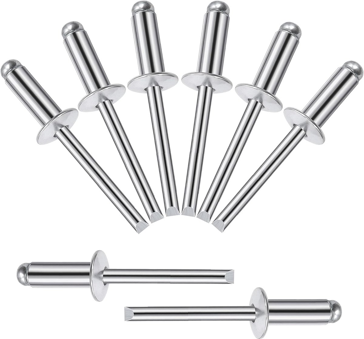 aluminium blindklinknagels 6 x 16 mm open popnagel met aluminium handvat en stalen doorn, 60 stuks (zilver)