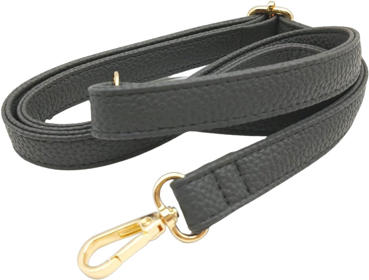 PU-lederen riem verstelbare karabijnhaak goud 80-125 cm dames crossbody schouderriem 1,9 cm grijs