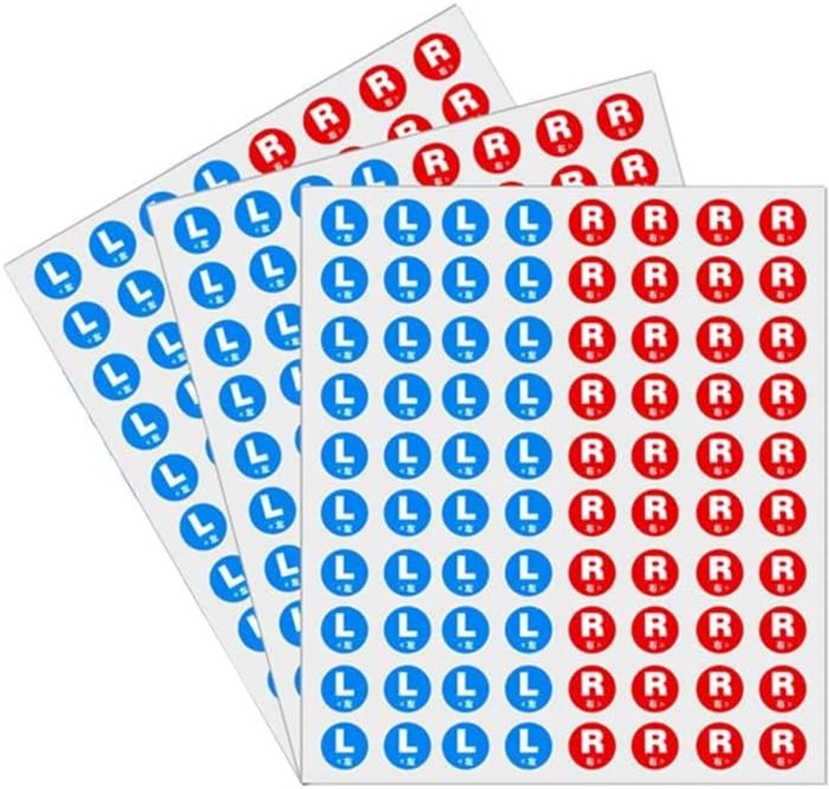3 vellen (240 stuks) 15 mm L & RStickers voor het markeren van links en rechts richtingaanwijzer sticker waterdichte zelfklevende L R labelstickers ronde stickers