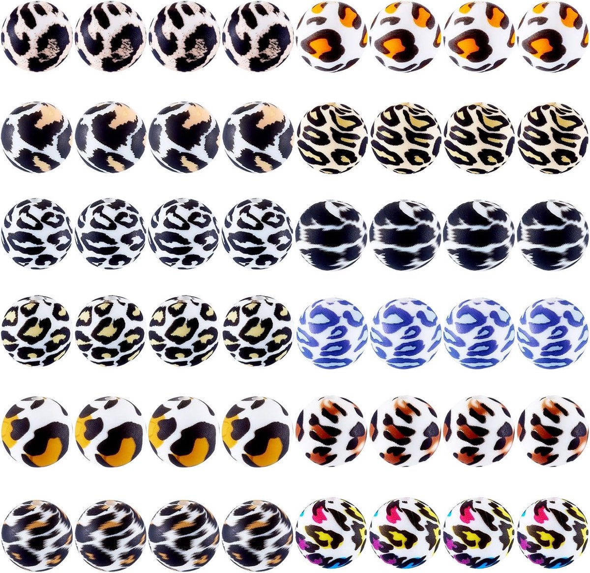 Kralen 12 kleuren luipaardprint zachte rubberen kralen focale ambachten kraal voor doe-het-zelf doe-het-zelf armband ketting sleutelhangers kralen pen decor