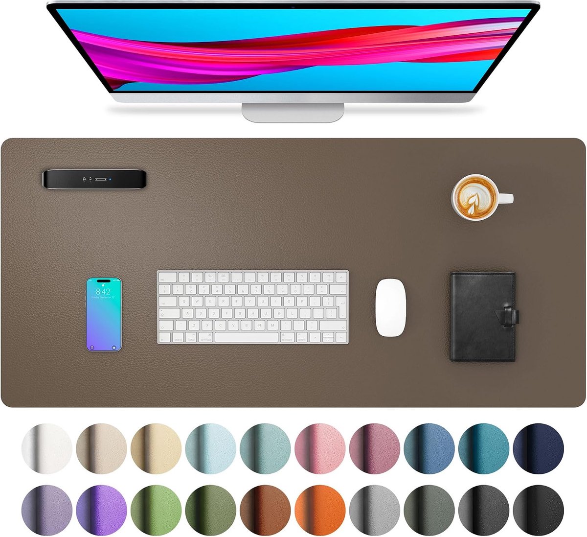 lederen bureaulegger, muismat,Antislip PU-lederen bureau-vloeipapier, laptop bureaublad, waterdicht bureau-schrijfblok voor kantoor en thuiswerk (80x40cm,Koffie)