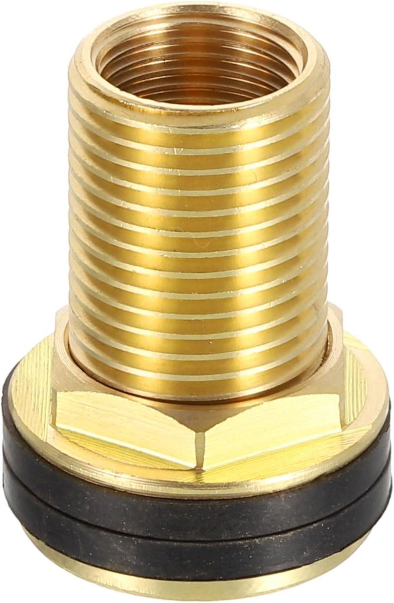 Messing wanddoorvoer met sluitring, G1/2 inch mannelijk x G3/8 inch vrouwelijk schroefdraad messing watertankaansluiting, schroefdraadadapter voor buizen, kranen, slangen, armaturen