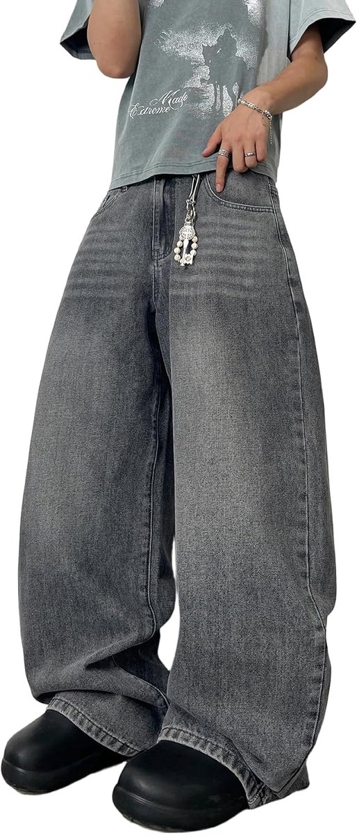 Jeans, Streetwear Jeans Skater Wijde Pijpen, Losse Fit Denim Broek
