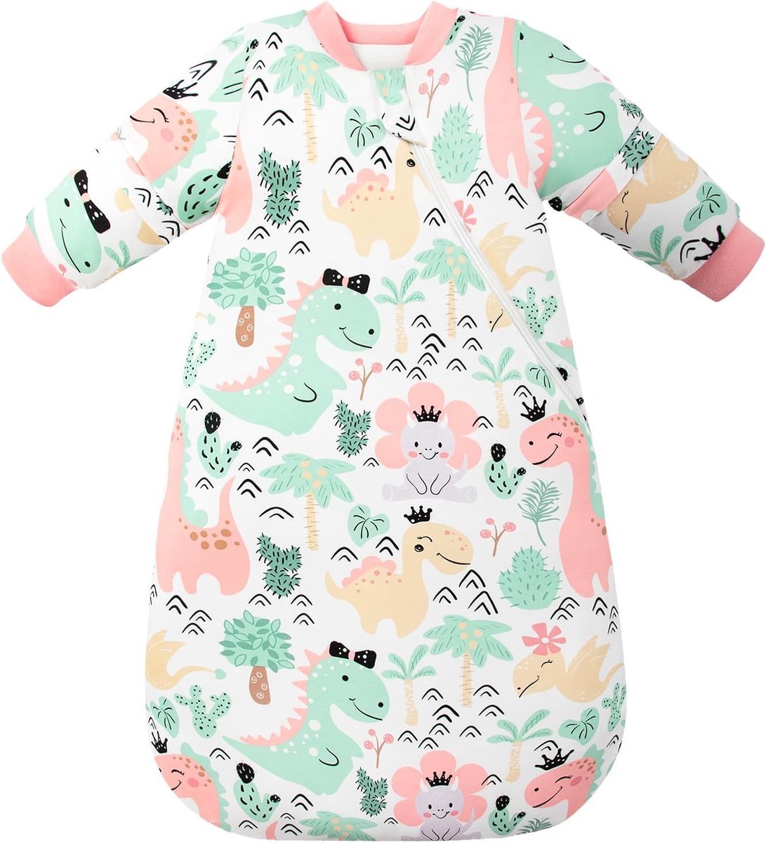 Babyslaapzak Winter 3.5 tog - Katoenen slaapzak met afneembare mouwen - Dinosaurusprint - Voor een warme nachtrust - SnelShoppen