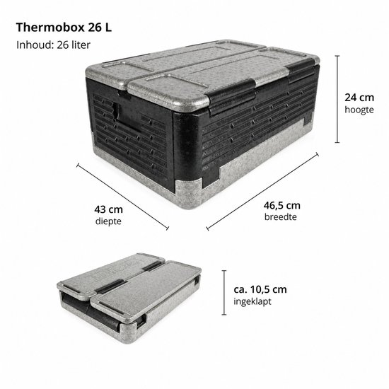 Opvouwbare thermobox 26 liter - Koel- en warmhoudbox - 43 x 46,5 x 24 cm van Vintag — afbeelding 3
