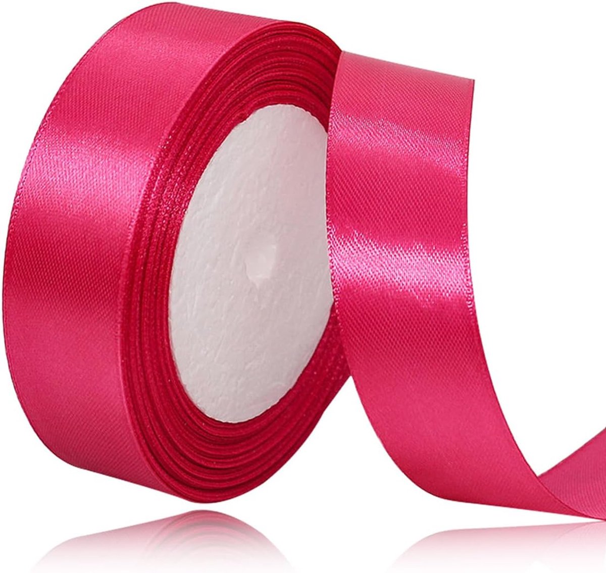 Satijnen lint, 20 mm, 22 meter, satijnen lint, voor het verpakken van geschenken, knutselen, ballonnen, bruidsboeket, stoffen lint voor bruiloftsherinneringen, Levend Roze
