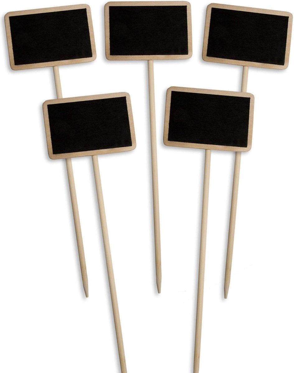 6 x klassieke houten plantenborden, broeikas, perk, balkon, kruidentuin, bloemenbak, landhuis, beschrijfbaar, 25 cm, set van 6