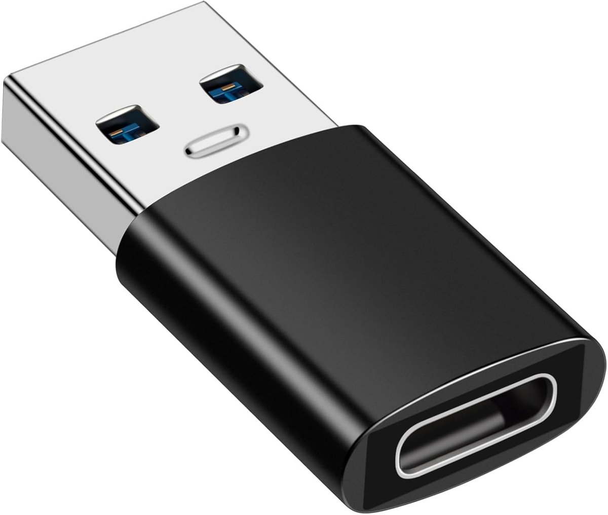USB naar USB C Adapter, Type C vrouwelijk naar USB 3.1 mannelijk Adapter | Compatibel met iPhone 17/16/15/14/13 Samsung Galaxy S25 S24 S23 Google Pixel 9/8/7 MacBook Laptop en Meer (Zwart)
