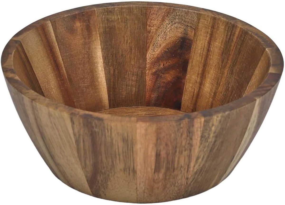 DECO FACTORY, KA0337, Acacia bowl 16 cm, versatile salad bowl and bowl, elegant and natural design, ideal for salads and fruits, easy maintenance, brown
