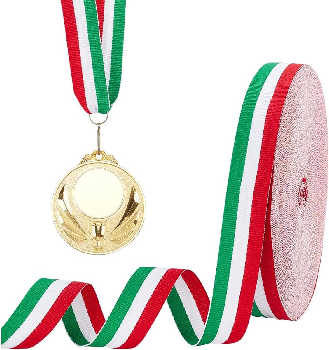Elite 50 Yards 1 ”(25mm) Rood Wit en Groen Strepen Lint Kleurrijke Italiaanse Vlag Patriottische Streep Ambachtelijke Lint voor Kerstvakantie Nieuwjaar Feestdecoratie