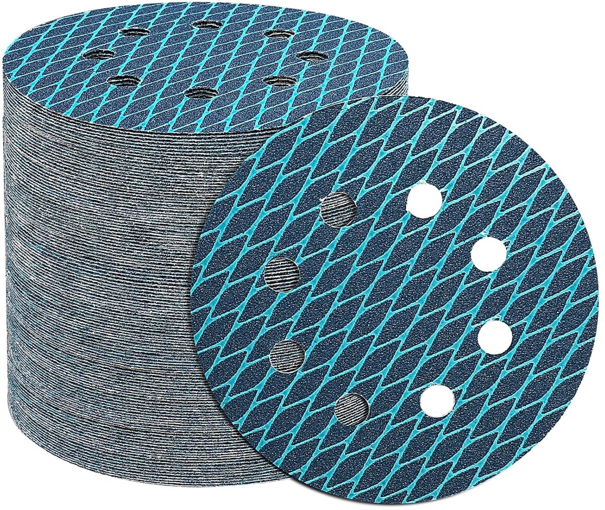 Schuurpapier, 90 stuks, 125 mm, klittenband, korrelgrootte 60, hoogwaardige zirkonium, diamantvorm, rond