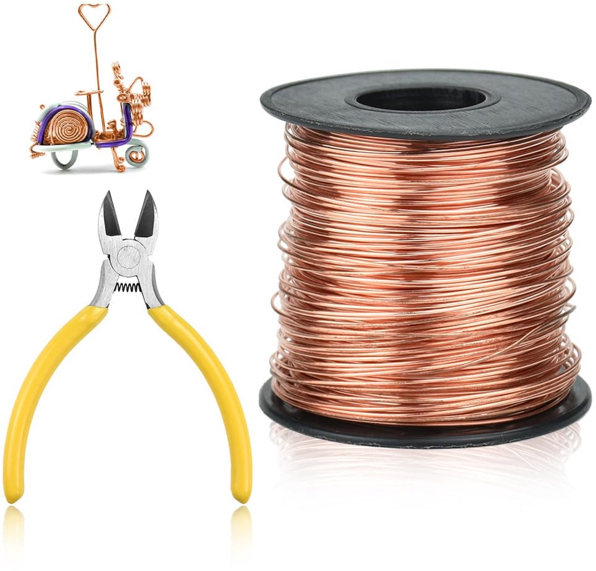 Draad voor knutselen, knutseldraad sieradendraad, 0,6 mm zuiver koperdraad, koperspoelen, blanke koperdraden