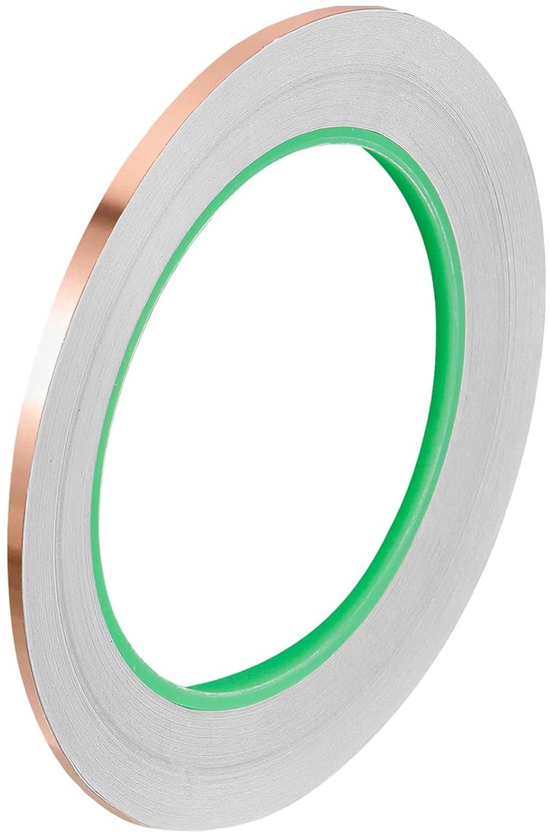 Koperband, 0,3 inch x 21 m, 0,1 dikke koperfolie, dubbelzijdig plakband, geleidende EMI-afscherming voor elektronica, schakelingen, aarding