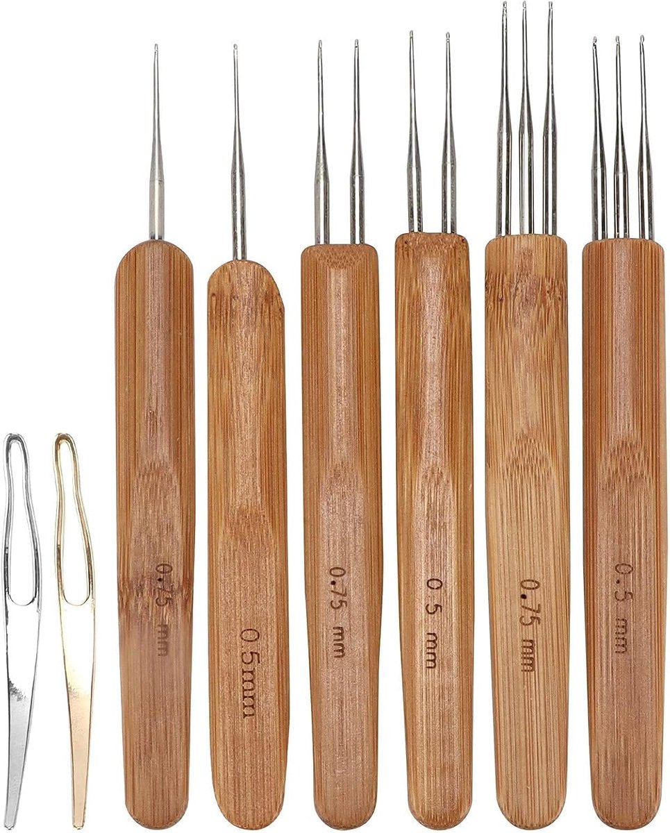 Dreadlock Haaknaald Set, Handgemaakt Haar Weefgereedschap voor Dreadlocks, Geschikt voor Jichtige Handen, DIY Haaraccessoires