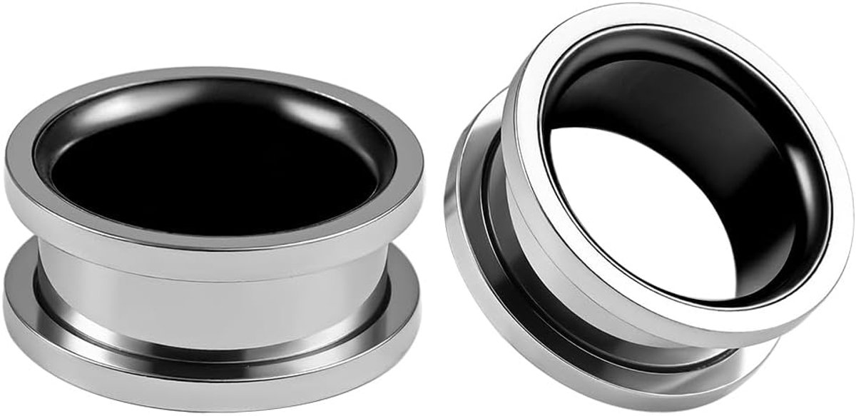 1 paar Double Flared Flesh Plugs met schroef roestvrij staal voor mannen vrouwen oorpiercing sieraden 6 mm tot 22 mm