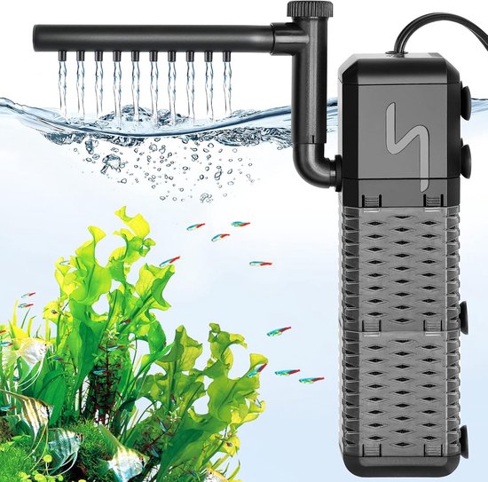 Aquariumfilter 9W, Instelbaar 800L/H Aquarium Binnenfilter met Regenwater en Ventilatiesysteem, Ultrastille Aquariumfilterpomp voor Kleine Tanks Tot 250 liter | 800 l/u aquariumfil
