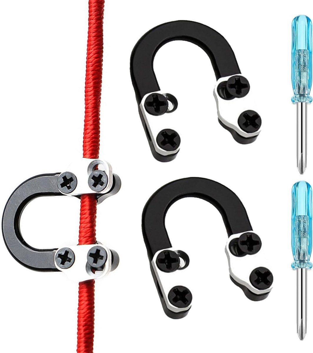 2-delige set boogschieten metalen U-nock D lus voor samengestelde boog, metalen D-ring materiaal boogschieten release aids met schroevendraaiers voor schieten jacht