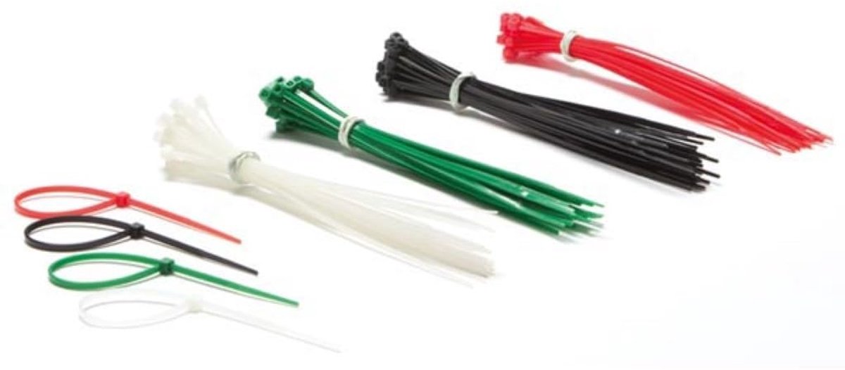 Kabelbinders nylon verschillende kleuren, 100 stuks tie wraps, 160 x 2,5 mm, UV-bestendig, hittebestendig tot 85°C, voor uiteenlopende toepassingen binnen en buiten