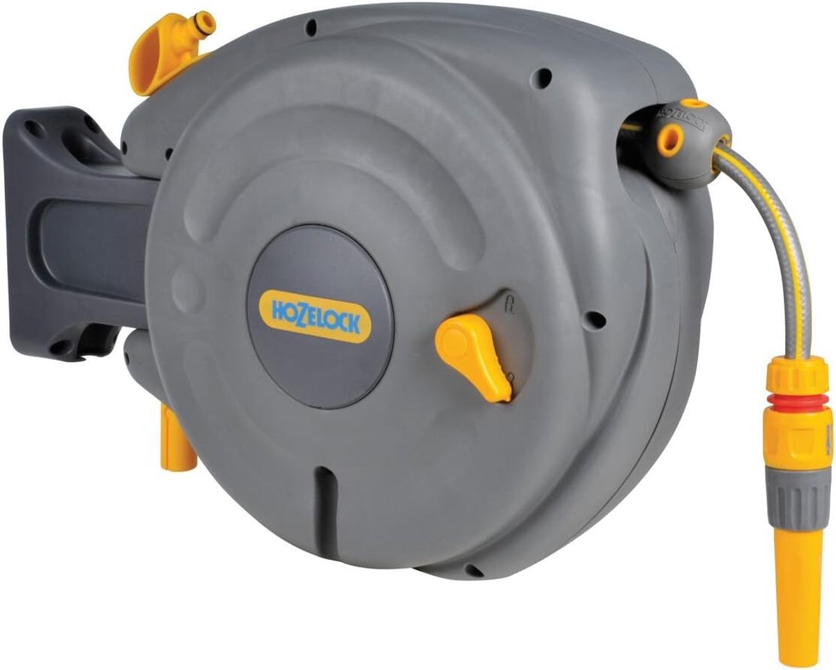 Tuinslanghaspel Automatisch Oprolbaar 10 Meter – Wandgemonteerde Slanghaspel – 180° Draaibaar – Anti-Knik Waterslang