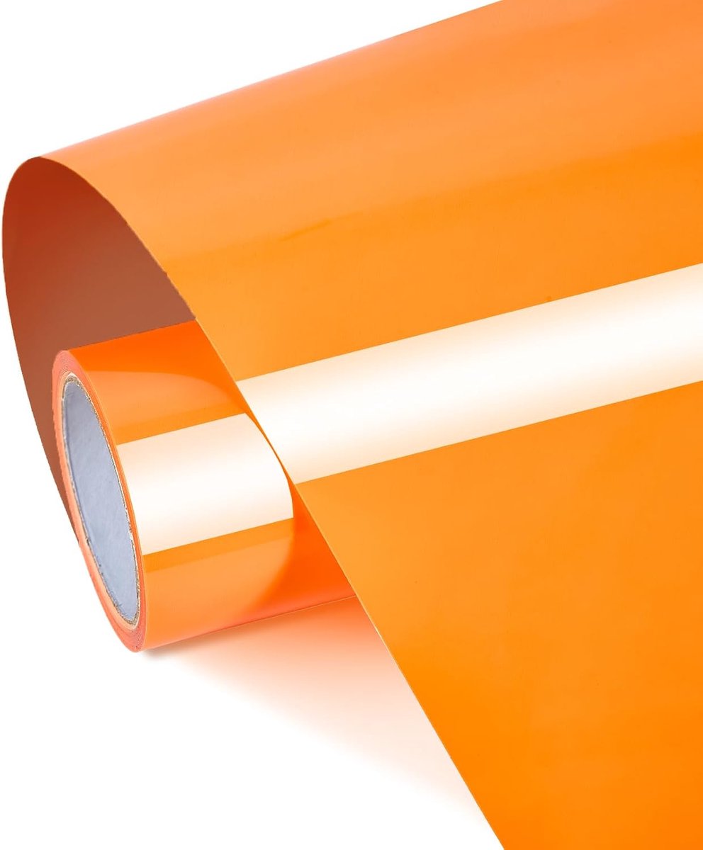 Plotterfolie textiel, 30,5 cm x 3 m, flexfolie plotter textiel, transferfolie strijkfolie voor stoffen, doe-het-zelf (neon-oranje)
