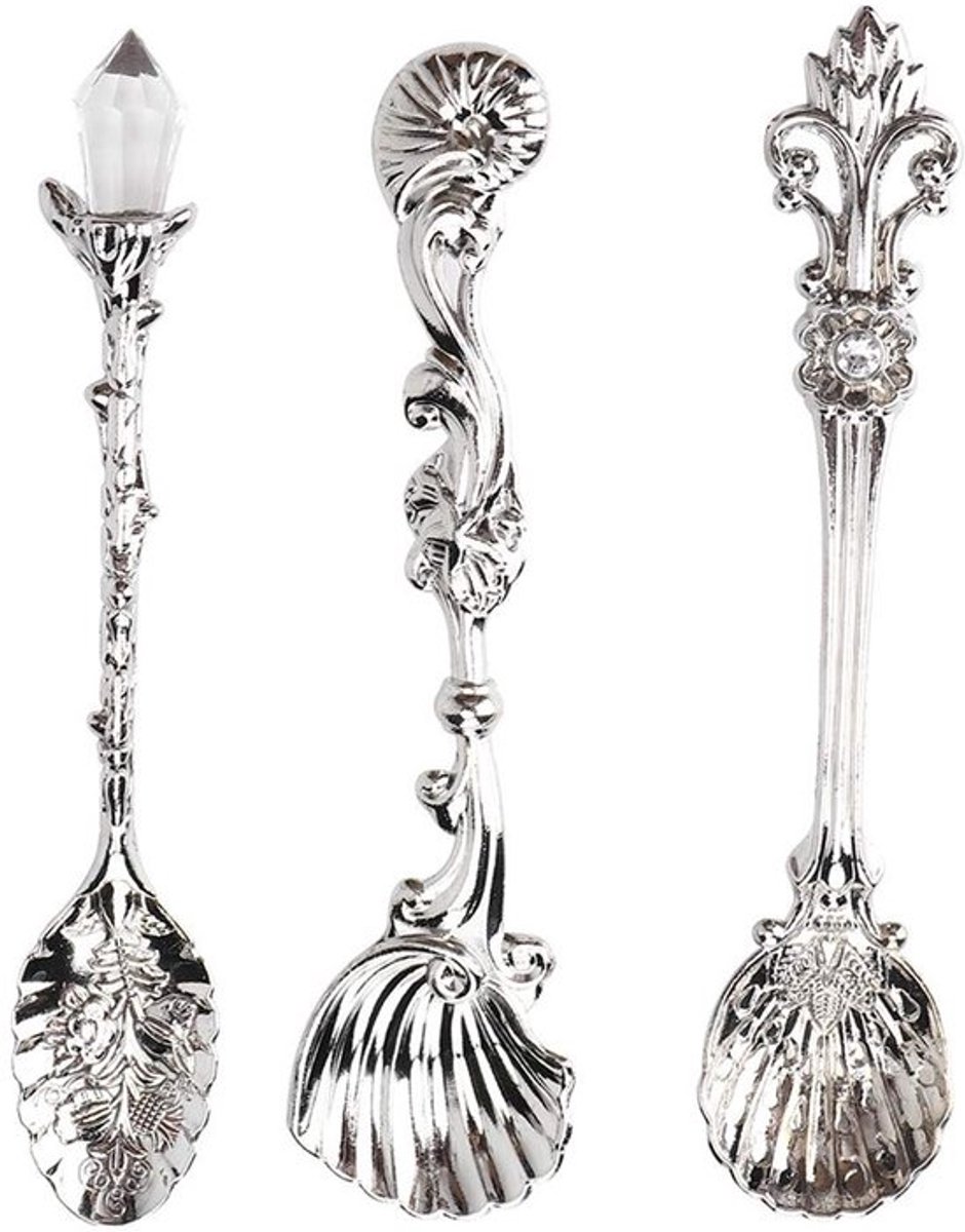 Theelepels Antiek Zilver - Vintage Koffielepel - Lepels Set van 3 - Ergonomisch Ontwerp - Keuken Servies - Afmeting 11x2cm - Lepel