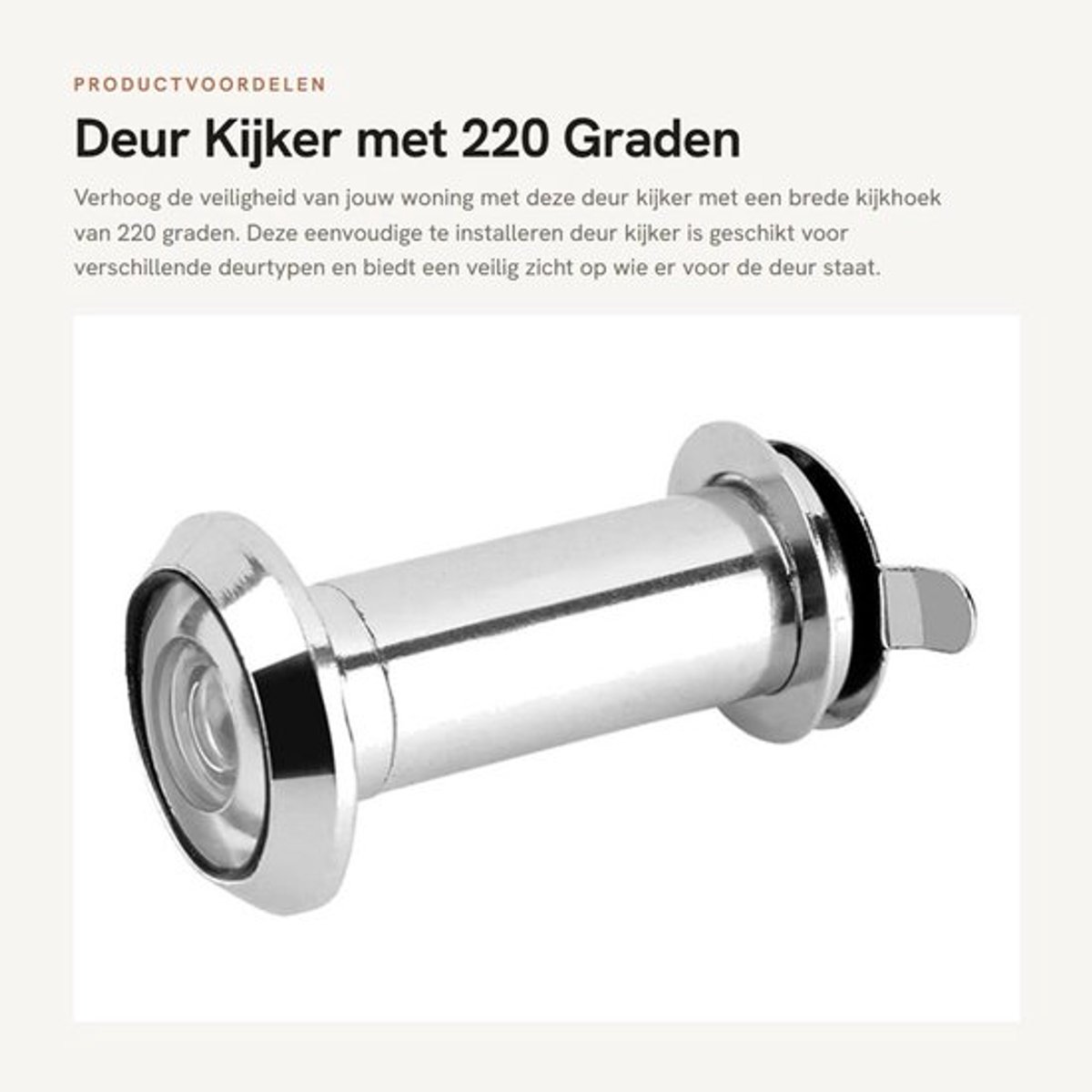 Deur Kijker 220 Graden - Brede Kijkhoek - Zilver Zinklegering - Privacyafdekking - Geschikt voor Houten/Glasvezel/Metalen Deuren - Eenvoudig te Installeren - Deurkijker