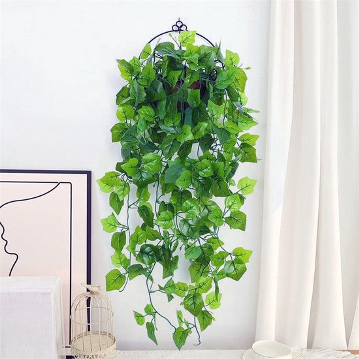 Hangplant 110 cm - Kunstplant - Nepplanten voor binnen - Decoratieve Klimop - Wanddecoratie - Onderhoudsvrij - Nepplant