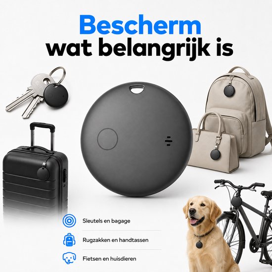 GPS Tracker - Werkt met Apple Find My & Android Find My Device - Locatie Tracker - Waterbestendig - Vervangbare batterij