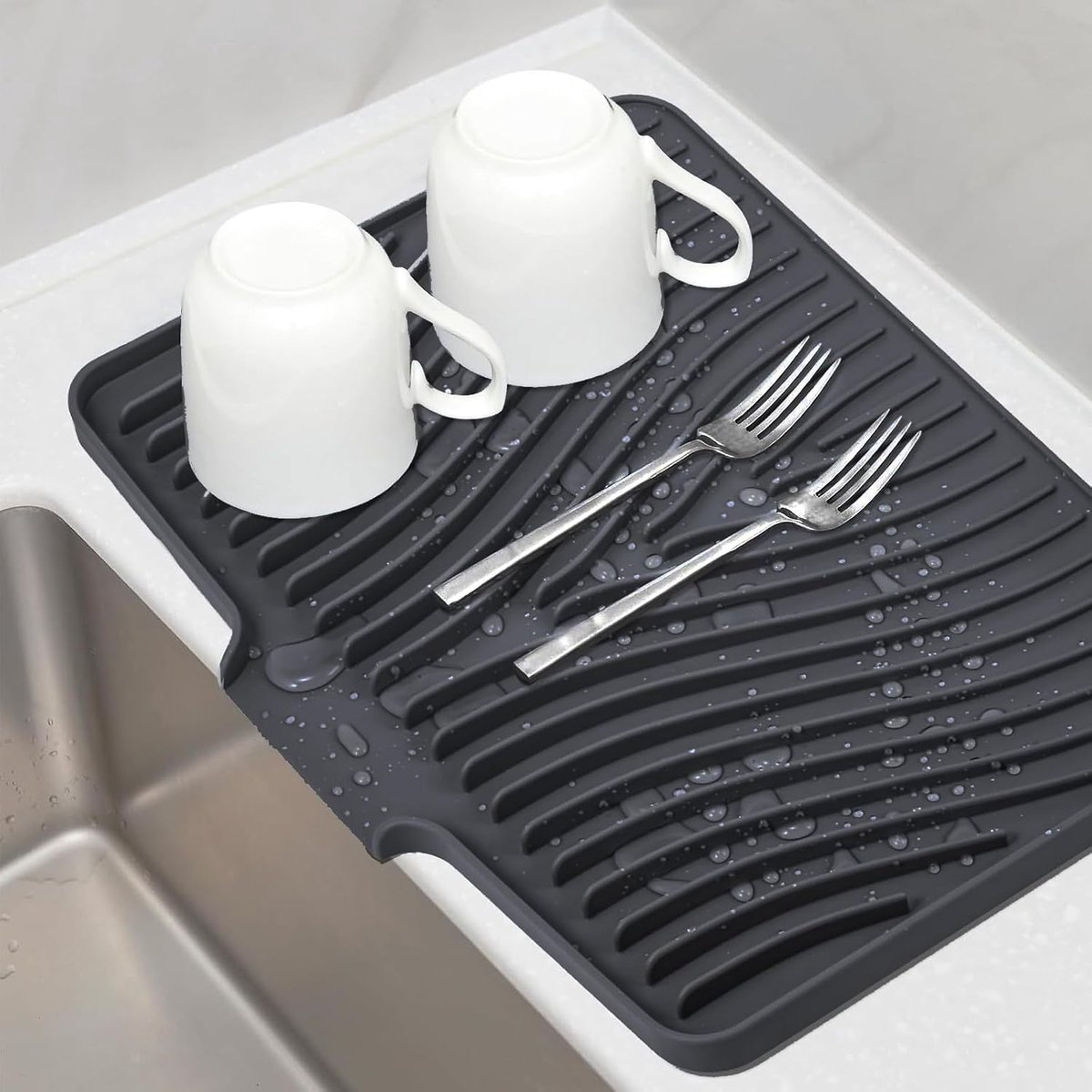 KZQ Siliconen afdruipmat - Afdruipmat voor aanrecht - Antislip afdruiprek - Multifunctionele mat - Hittebestendig en opvouwbaar - Geschikt voor aanrechtbladen, potten en pannen - 40 x 33 cm