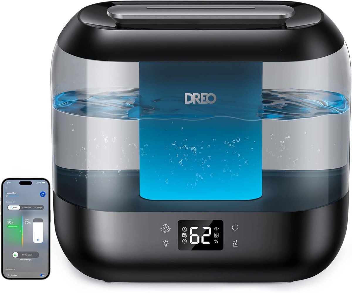 Luchtbevochtiger – 4L Waterreservoir – Ultrasoon – Stil 28 dB – Automatische Vochtigheidsregeling – Aromatherapie