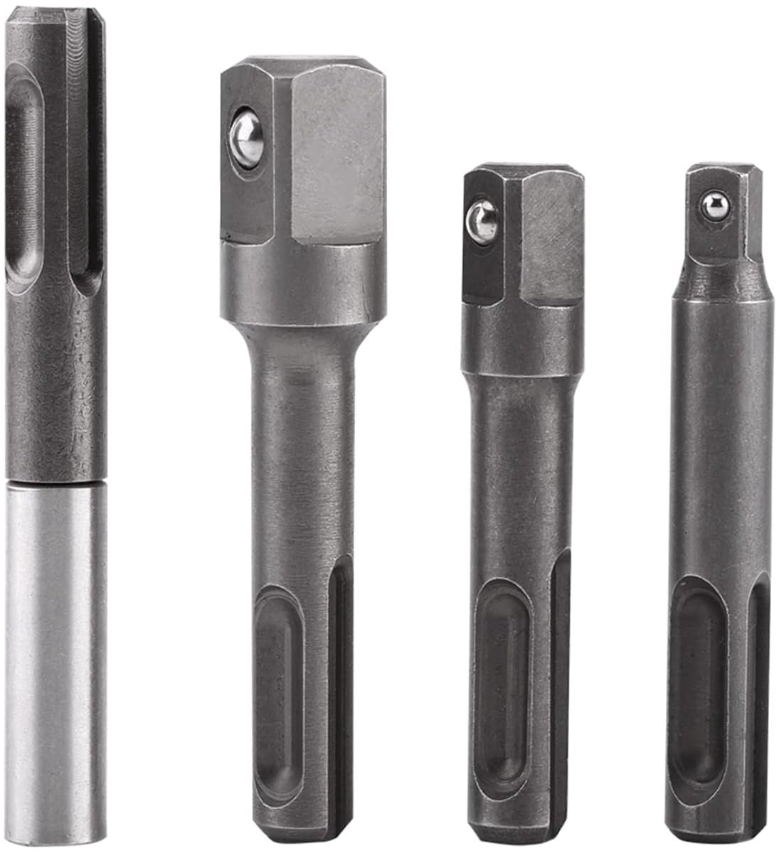 4-delige SDS-bitverlengingsconnectorset Vierkante boor Hex Socket Adapter Verlengstuk Bithouder gebruikt voor boren en bits gemaakt van koolstofstaal en chroom-vanadiumstaal
