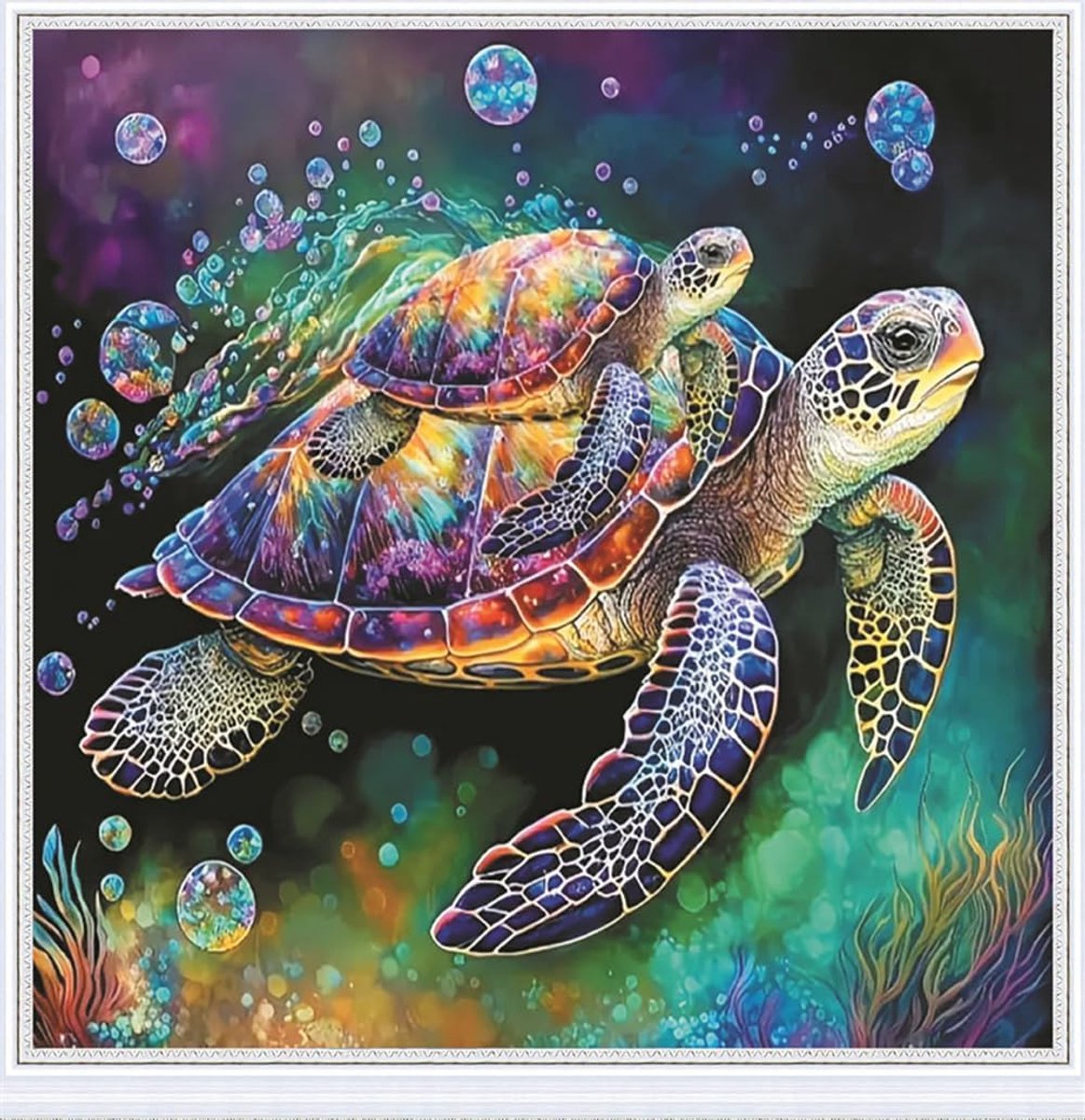 Kits 11 Count Gestempeld, Schildpad Dier Zee Borduurpakket met accessoires Voorbedrukt (36 cm x 36 cm) (Schildpad)