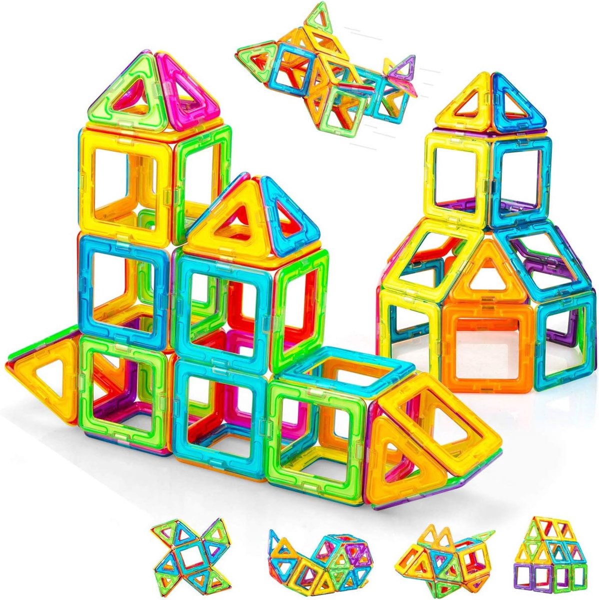Magnetische Bouwstenen 62Pcs Magnetische Bouwblokken Magneet Speelgoed Magnetisch Speelgoed Constructie Magneten Blokken Bouwen Bouwset Blocks Cadeau voor Kinderen Jongen Meisje 3 4 5 6 7 Jaar