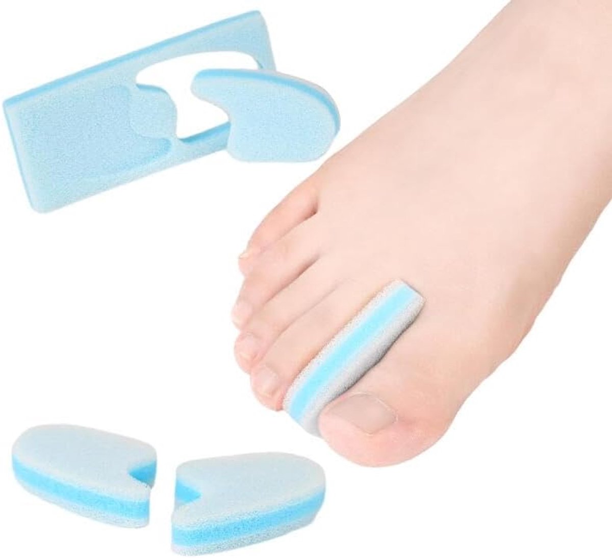 4 paar teenscheidingsschuim, teenscheiders van schuim voor dames, hallux teenscheiding, sponskussens voor krullende tenen en overlappende tenen