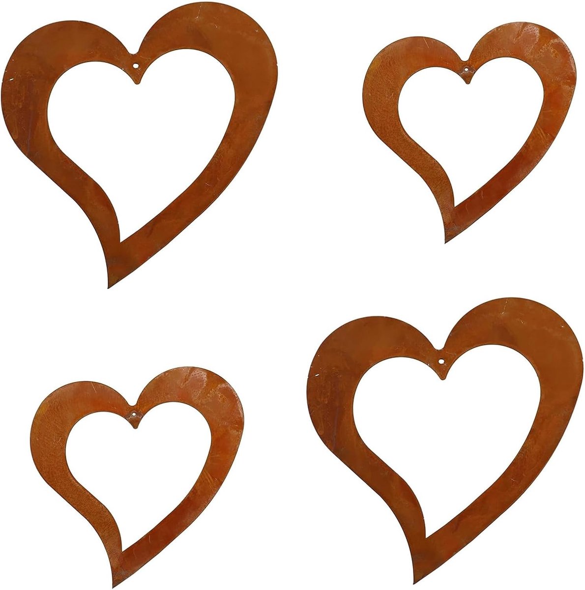 Set van 4 tuindecoraties in hartvorm, tuindecoratie voor Valentijnsdag, verjaardag