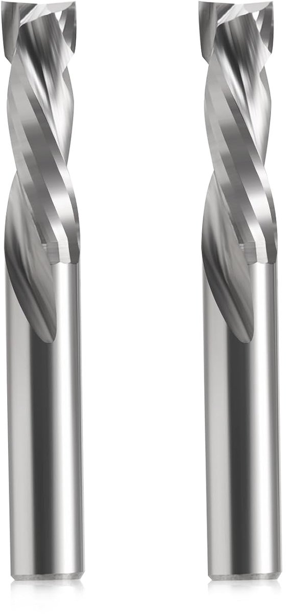Spiraalfrees Compressiebit 8 mm Snijdiameter, 8 mm Schacht, 25 mm Snijlengte CNC-Schachtfrees voor Houtsnijwerk, Graveren, 2 stuks