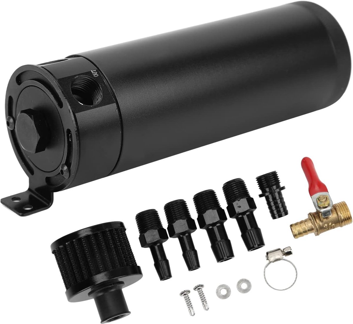 Catch Can Tank, Universele 2-poorts Oil Catch Can Reservoir Tank Motor Lucht Olieafscheider met Ontluchtingsfilter Auto Opnieuw Inpakken Andere accessoires