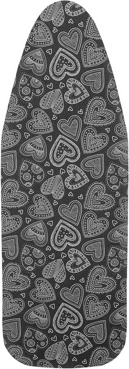 Premium-Strijkplankoverdek voor Snel en Eenvoudig Strijken, voor Stoomstrijkijzers, Zwart Hart, 30-35cm x 108-115cm (Maat M)