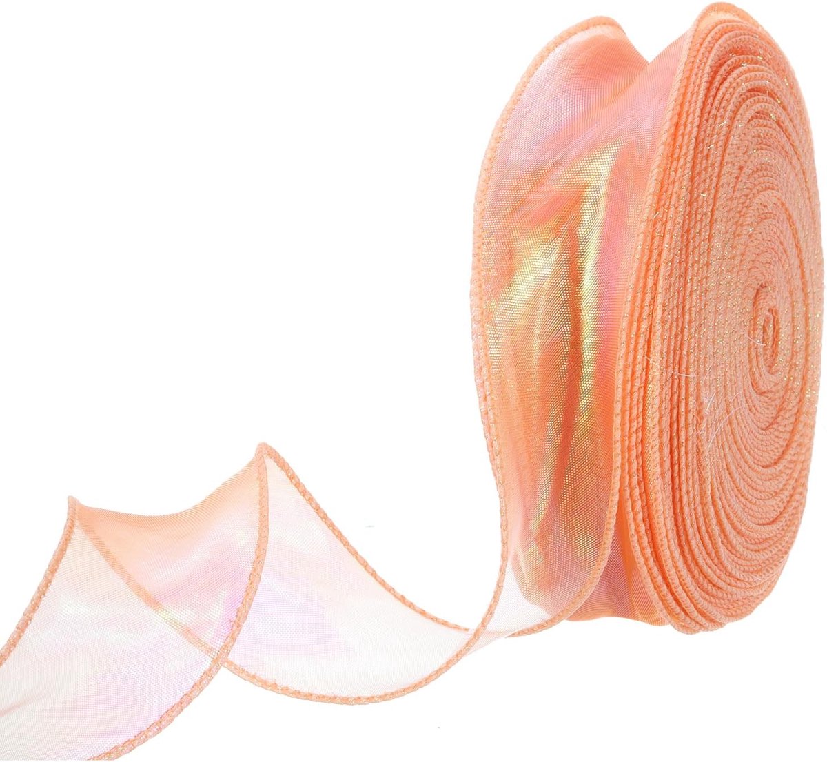 Organza lint van 4 cm, bekabeld, transparant, glanzend, 46 m, chiffonlinten, pastelkleuren, oranje, voor geschenkverpakkingen, boeketten, bruidstaarten
